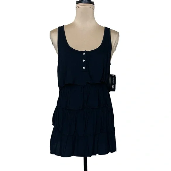 NWT INC International Concepts Black Tiered Tank Top (TSE-V) - Picture 1 of 9